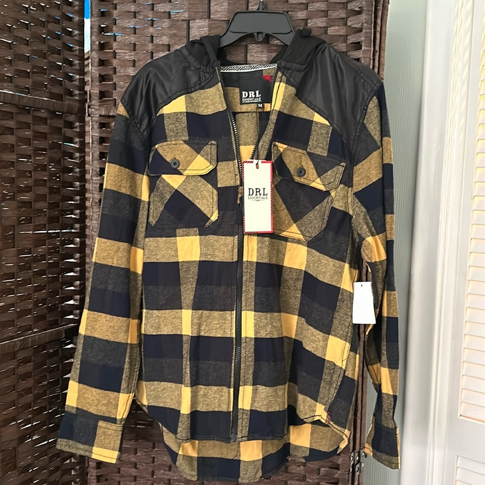 Men's zippered hooded Flannel shirt P/P 21" L27"